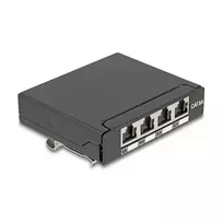 Patais skydelis DELOCK Mini Desktop RJ45 4 prievadų Cat.6A ekranuotas juodas metalas 90×22×93 mm