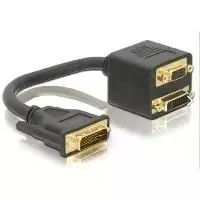 DVI adapteris DeLOCK 65052 DVI29 kištukas į DVI29 + VGA lizdą 0,2 m