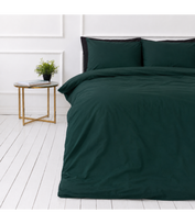 Premium satino patalynės komplektas „Dark green sateen“ (140x200 cm)