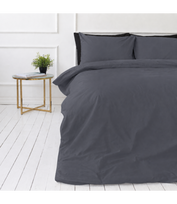 Premium satino patalynės komplektas „Dark Grey sateen“ (180x200 cm)