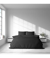 Premium satino patalynės komplektas „Black Stripe Sateen“ (50x70 cm)
