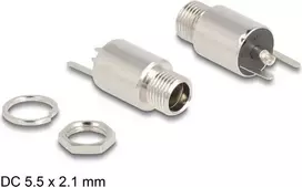DeLOCK DC lizdas 5.5 x 2.1 mm moteriškas, montuojamas į korpusą, litavimo versija, 20 V 10 A