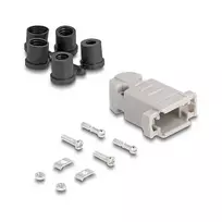 DELOCK D-Sub korpusas 9 kontaktų su guminiais tarpikliais, plastikinis, juodai pilkas, 41,6×31,6×19,8 mm