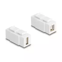 Keystone modulis DELOCK USB 2.0 Type-A motina į Type-B motina, plokščias, baltas, 16,8×40×22,1 mm