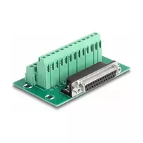 DeLOCK D-Sub 25 kontaktų moteriškas į terminalų bloką adapteris DIN bėgiui 51mm x 86mm x 30mm