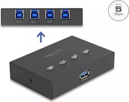 DeLOCK USB jungiklis 4 kompiuteriams prie 1 įrenginio 5Gbps Juodas