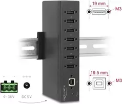 USB šakotuvas DELOCK 60687 — 7× USB 2.0 Type-A prievadai su 15 kV ESD apsauga
