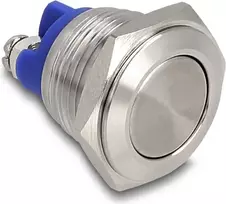 Delock Drucktaster zum Einbau 16mm 2 x Schraubklemme Taster flach (22036)