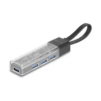 DELOCK USB 3.2 Gen 1 4 prievadų USB šakotuvas su Type-A + Type-C jungtimi (5000Mbit/s) juodas/permatomas