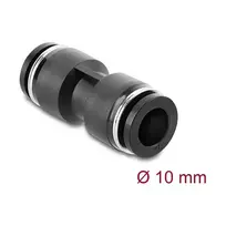 Pneumatinė jungtis DELOCK 10 mm tiesi, vidinis sriegis, metalas/plastikas, 43,5 mm, juoda