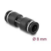 Pneumatinė jungtis DELOCK 8 mm tiesi, vidinis sriegis, metalas/plastikas, ilgis 39 mm, juoda