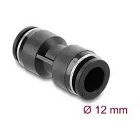 Pneumatinė jungtis DELOCK 12 mm tiesi, vidinis sriegis, metalo/plastiko korpusas, ilgis 48,5 mm, juoda