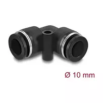 Pneumatinė jungtis DELOCK 10 mm, 90° kampu su tvirtinimo anga, vidinis sriegis, metalas/plastikas, ilgis 36,5 mm