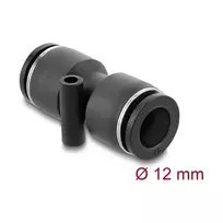 Pneumatinė jungtis DELOCK 12 mm tiesi su tvirtinimo anga, metalo/plastiko korpusas, moteriškas sriegis, ilgis 49 mm