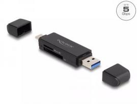 Kortelių skaitytuvas DeLOCK 91004 USB 3.2 Gen 1 Type-A Type-C juodas