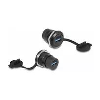 Keystone modulis DELOCK 86966 — USB 3.2 Gen 1 Type-A į Type-A, juodas, 32,5×23,5 mm