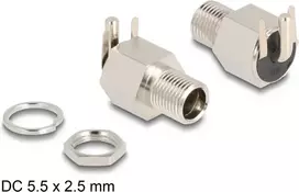 DeLOCK DC lizdas 5,5 x 2,5 mm moteriškas skydinis lituojamas kampuotas 20 V 10 A