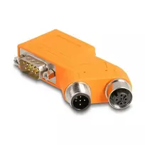 DELOCK CAN/CANopen adapteris D-Sub 9 (kištukas/lizdas) į M12 5 kontaktų A-koduotas (kištukas/lizdas) 35° oranžinis