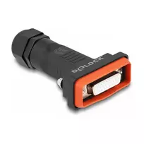 DeLOCK D-Sub HD 26 kontaktų moteriška jungtis IP67 vandeniui atspari juoda oranžinė