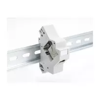 Keystone laikiklis snap-in DIN bėgeliui DELOCK 67043 — plastikinis, įžemintas, 60×88.2×21.5 mm, pilkas
