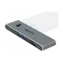 Dokavimo stotelė DeLOCK Dual USB Type-C su HDMI USB 3.2 SD PD 3.0