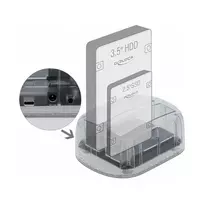 DeLOCK USB Type-C Docking Station for 2 x SATA HDD / SSD - HDD-Dockingstation Schächte: 2 - 2.5 / 3.5 gemeinsam genutzt (6,4 cm/8,9 cm gemeinsam genut