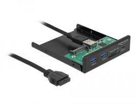 DeLOCK priekinis skydelis 3,5 colio USB 5Gbps 1 x USB Type-C + 2 x USB Type-A + SD ir Micro SD lizdai