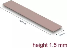 Delock terminė pagalvėlė 120 x 20 x 1,5 mm M.2 moduliams, 3,0 W/mK – be silikono (18482)