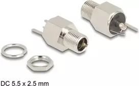 DeLOCK jungtis DC 5,5 x 2,5 mm moteriška, skirta montuoti į skydą, lituojama, šešiakampė, 20 V 9 A