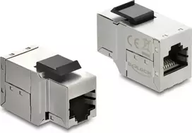 Delock 90835 Keystone modulio sujungimo adapteris RJ45 lizdas – RJ45 lizdas, Cat.6A, ekranuotas, su juodu plastikiniu fiksatoriumi