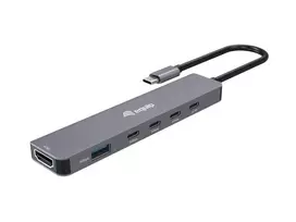 Equip USB-C 6 viename universalus adapteris, HDMI 4K/30Hz, USB-C x 4, USB-A x 1, 5Gbps, 100W USB PD