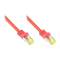 RJ45 jungiamasis kabelis su Cat.7 žaliaviniu kabeliu ir užrakto apsauga (RNS®), S/FTP, PiMF, halogenų neturintis, 600MHz, OFC, raudonas, 0,5m, Good Connections® (8070R-005R)