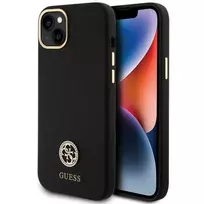GUESS GUHCP15M4DGPK Dėklas nugarėlei, iPhone 15 Plus/14 Plus, TPU, Silikonas, Mikropluoštas, Juodas