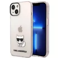 Karl Lagerfeld KLHCP14MCTRI kietas dėklas iPhone 14 Plus / 15 Plus 6.7 rožinis / rožinis permatomas Choupette Body