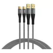 EFB Elektronik USB-A į USB-C laidų rinkinys 60W QC 3A 2x3m Pilka - Skaitmeniniai/Duomenų (USB-AC-00009)