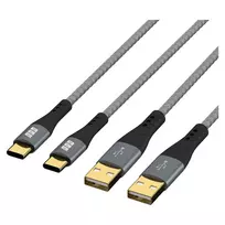 EFB Elektronik USB-A į USB-C laidų rinkinys 60W QC 3A 2x1m - Skaitmeninis/Duomenys (USB-AC-00006)