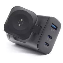 RealPower 450476 belaidis greitasis įkroviklis – juodas, 2 USB-C, 43 W