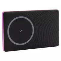 Power bank RealPower PB-5000 MAG 5000 mAh, belaidis įkrovimas, USB-C, 20 W, rožinė