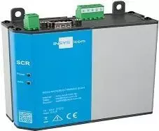 LAN maršrutizatorius INSYS icom SCR‑E300, bėgelis/siena, SMA antenos jungtis, 10/100Mbps, 12–24 V