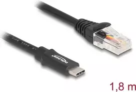 Adapteris DeLOCK USB 2.0 Type-C (vyriškas) į Serial RS-232 RJ45 (vyriškas) 1,8 m juodas