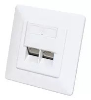 Intellinet 2 prievadų Cat6a 10G ekranuota RJ45 sieninė plokštė su dangteliu, STP, Signal White RAL9003