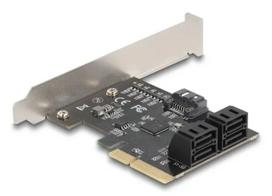 Vidinė SATA adapterio kortelė DELOCK 90890 – PCIe į 5× SATA (JMicron JMB585), mažo profilio, juoda