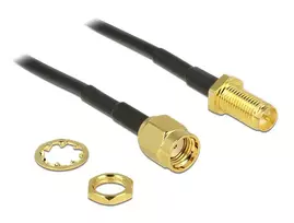 Koaksialinis kabelis DeLOCK 88876 RP-SMA standartinis 0,2 m juodas