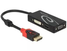 Delock 62902 DisplayPort 1.2 adapteris į VGA / HDMI / DVI, 4K, pasyvus, juodas