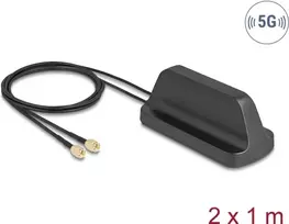 Antena DELOCK 81485 5G LTE GNSS Wi‑Fi 6 MIMO su 2×SMA jungtimis, stiprinimas 2,1–3,0 dBi