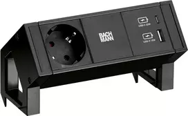 Bachmann DESK2 1x CEE7/3 USB A/C įkroviklis juodas (902.9109)