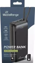 Powerbank MediaRange MRMA756 — 20000 mAh LiPo, 15 W išėjimas, USB-A + USB-C, juoda