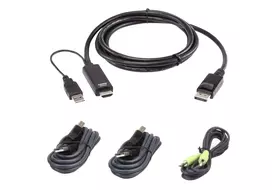 KVM kabelių rinkinys ATEN 1.8 m USB Universal Secure KVM Cable Kit — 1,8 m, USB klaviatūra/pelė, DisplayPort konsolė, juoda