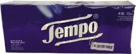 Tempo Classic 4-sluoksnių kišeninės servetėlės, baltos, 15 x 10 lapelių