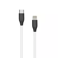 Silicone laidas USB Type-C – Lightning (baltas, 1 m)